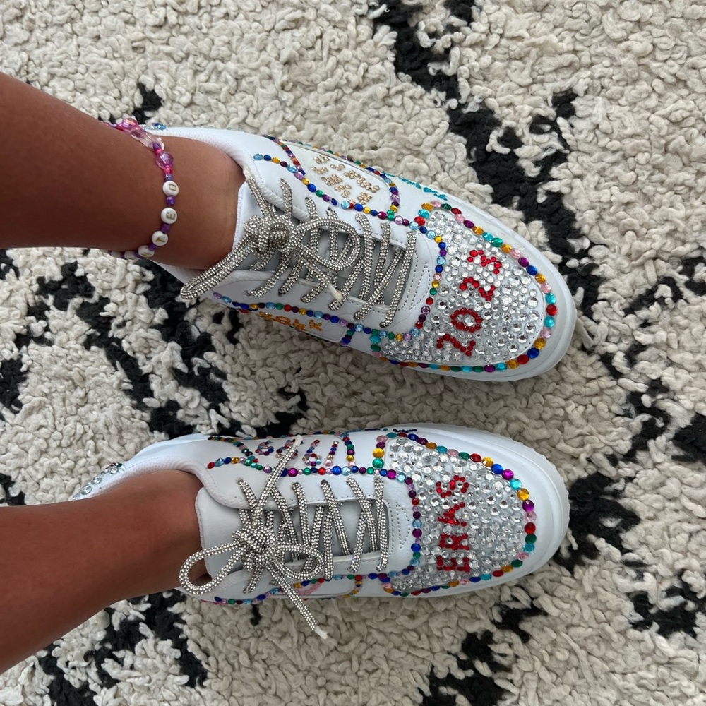Homemade Taylor Swift themed ERAS tour shoes.